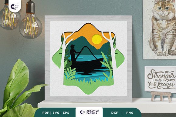 Download Man Fishing in the Lake 3D Paper Cut SVG - Man fishing in the lake 3d paper cut Collection